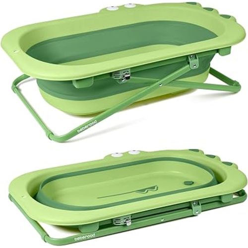 Beberoad Love Collapsible Toddler Bathtub Baby Bathtub from Newborn to Toddler Portable Infant Bathtub Height-Adjustable (Green)