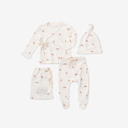 Fox Printed Organic Cotton Layette Set WHITE / NB