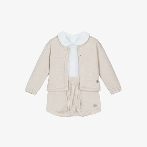 Artesanía Granlei - Baby Boys Beige Knitted Shorts Set | Childrensalon
