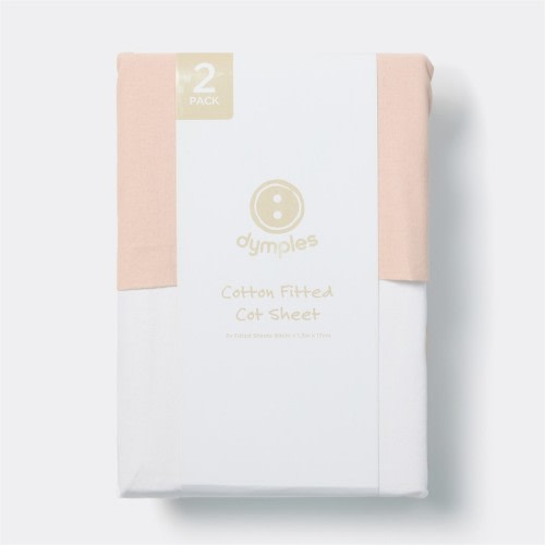 Dymples Cotton Fitted Cot Sheet 2 Pack - Pink