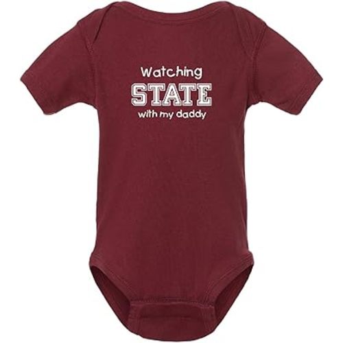 Curiositees Watching State with My Daddy Baby Bodysuit Outfit - Maroon