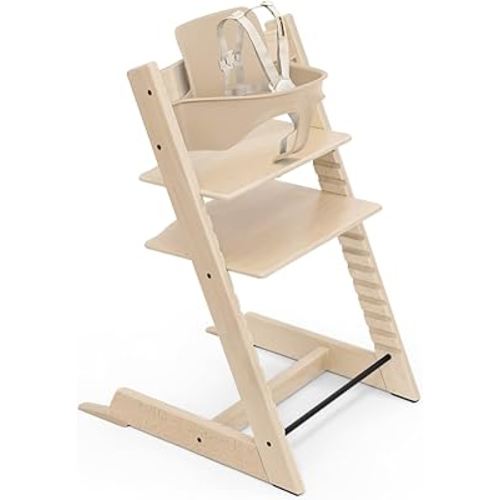 Stokke Tripp Trapp High Chair 2, Natural - Includes Chair + Baby Set with Removable Harness for Children 6-36 Months - Adjustable, Ergonomic & Easy to Clean