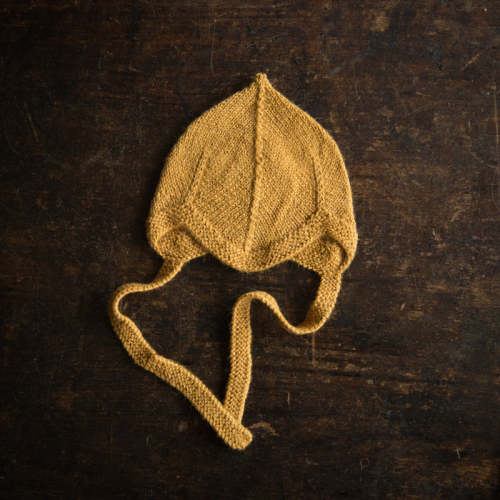 Hand Knit Alpaca Bonnet - Mustard, 6 Month