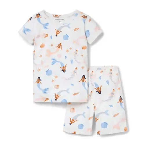 Pajamas Jet Ivory Mermaid Good Night Short Pajama In Mermaid by Janie and Jack