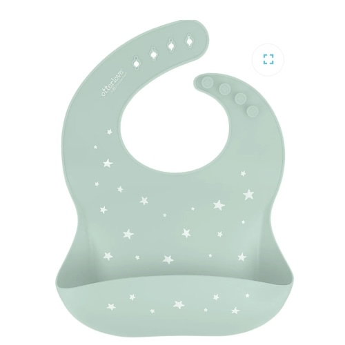 otterlove Single Silicone Bib – Sage with Stars Print