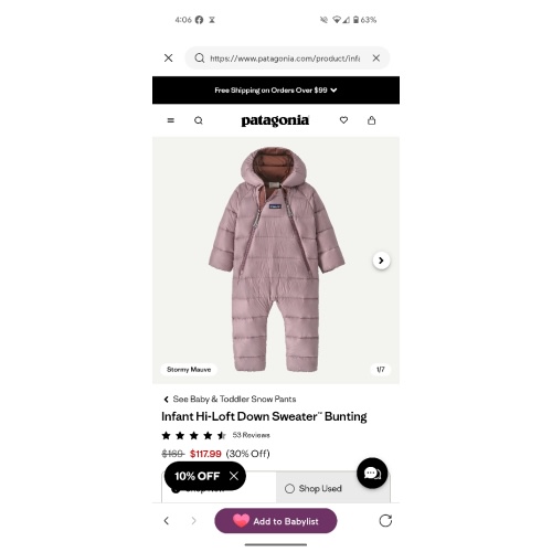 Patagonia Infant Hi-Loft Down Sweater™ Bunting