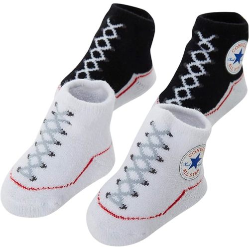 Converse Infant Baby Booties 2 Pack (Black(LC0001-001)/White, 0-6 Months)