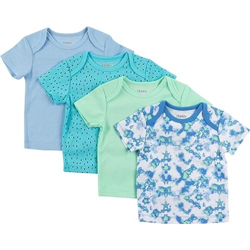 Hanes Baby T-Shirt, Flexy Soft Stretch Shirt, Expandable Shoulder, 4-Pack