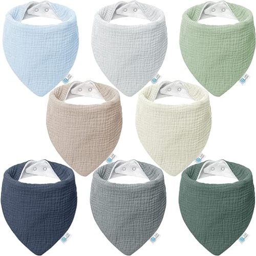 lulumoon Muslin Baby Bibs 100% Cotton Baby Bandana Drool Bibs for Teething and Drooling