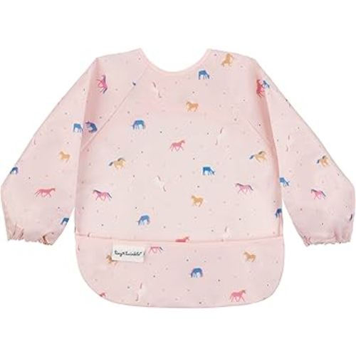 Tiny Twinkle Long Sleeve Bib for Babies & Toddlers – Waterproof Smock Bib for Eating – Machine Washable & Mess-Proof, Baby Feeding Essential & Shower Must-Have(Unicorn Confetti, 6–24M)