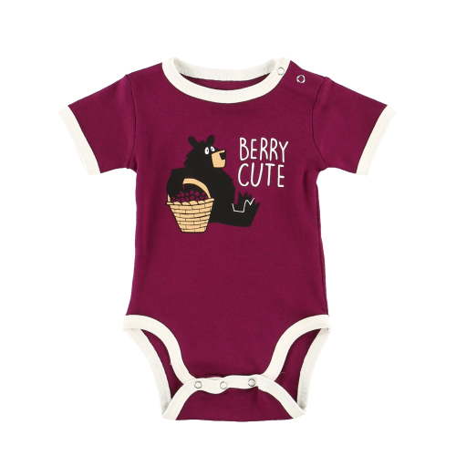 LazyOne Cute Unisex Baby Bodysuit, Cute Animal Designs, 6-18 Months, Bear, Berry Cute (6 Month)