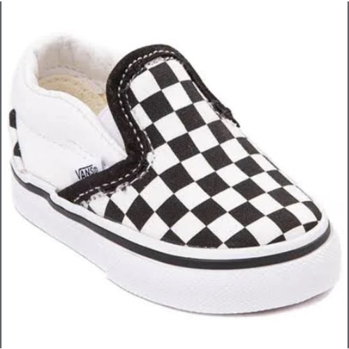 Vans Slip-On Checkerboard Skate Shoe - Baby / Toddler - Black / White | Journeys