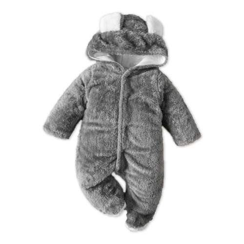 PatPat Newborn Bear Warmer Snowsuit Cotton Fleece Hooded Romper Jumpsuit for Baby Girls Boys