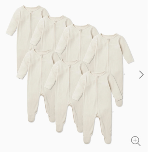 Ribbed Clever Zip Footed Baby Pajamas 7 pack