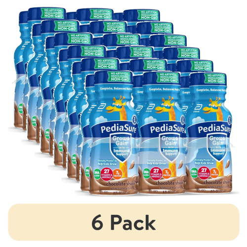 (6 pack) PediaSure Grow & Gain with Immune Support, 7g Protein, Chocolate, 8-fl-oz Bottle, 6 Shakes