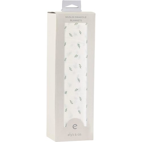 Ely's & Co. Cotton Muslin Swaddle Blanket 1-Pack — 100% Cotton Muslin Extra-Large Swaddle Blankets (47” x 47”) Printed (Sage Leaf)
