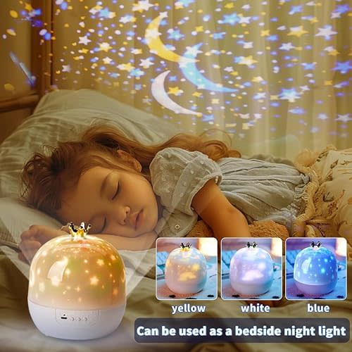 Kids Star Night Light Projector, 21 Slide Themes with 360° Rotation & 3 Adjustable Light Modes, Crown-Shaped Galaxy Light for Boys & Girls Birthday, Christmas, Easter& Room Decor