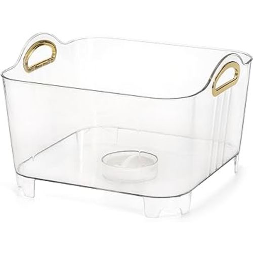 Suwimut Wash Basin with Handle and Draining Plug, Fruit Vegetable Washing Soaking Basket, Large Plastic Dish Tub Dishpan Basin for Washing Dishes, Kitchen Sink, Vegetable Washing, RV
