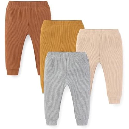 Unisex Baby Boy Girl Pants Sets Ribbed Soft Infants Bottoms Casual 4 Pack 0-24 Month Babies' Leggings