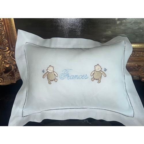 Personalized Cotton Hemstitched Pillow For Baby&#39;s Nursery-Baby Pillow-Baby Shower Gift-Winnie The Pooh Bedding Pillow-Pooh Pillow-Pooh Bear