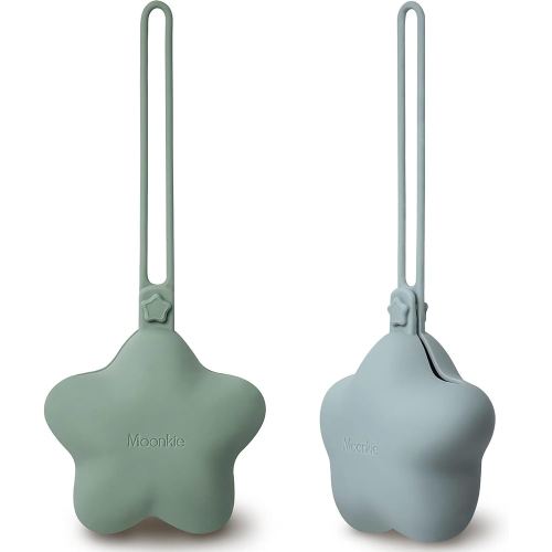 Moonkie Silicone Pacifier Holder Case, Cute Portable Pacifier Storage Case, 2 Pack