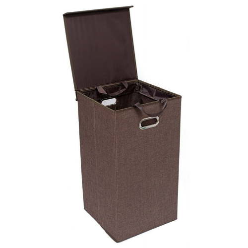 BirdRock Home Single Linen Laundry Hamper with Lid and Removable Liner - Brown