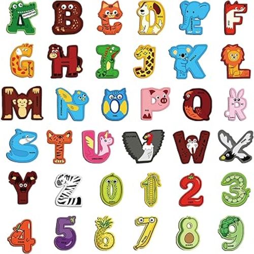 Magnetic Letters ABC Magnets for Toddlers 1-3 Cute Animal Fridge Magnets 26 Uppercase Letters 0-9 Numbers Preschool Learning Educational Spelling Toy for Kids