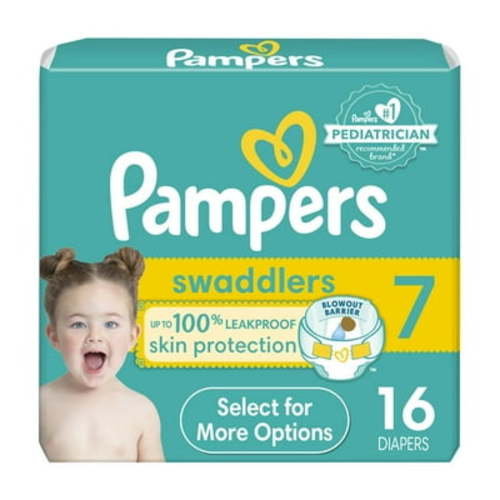 Pampers Swaddlers Baby Diapers Size 7, 16 Count (Select for More Options)