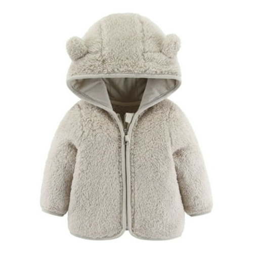 Jackets For Boy Baby Bear Ears Hooded Outerwear Zipper Warm Winter Coat (0 Months-6 Months)