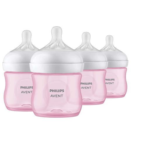 Philips AVENT, Baby Bottle, 4oz, Natural Response Pink 4pk