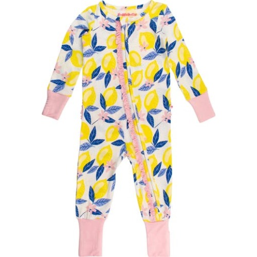 SoftSnooze Baby Girls Ruffle One Piece Convertible Pajamas, Newborn