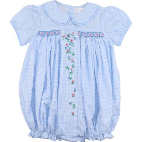 Blue Gingham Embroidered Floral Bubble – Cecil & Lou