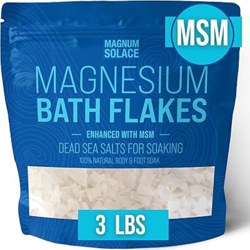 Magnesium Flakes with MSM - Magnesium Chloride Flakes - Dead Sea Salts for Soaking, 3.0 LBS