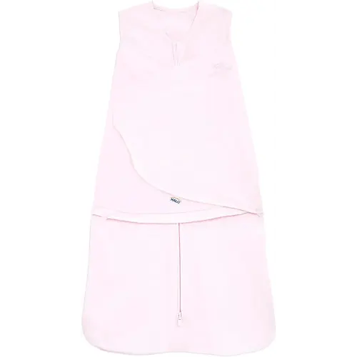 HALO 100% Cotton Sleepsack Swaddle, 3-Way Adjustable Wearable Blanket, TOG 1.5, Soft Pink, Newborn, 0-3 Months