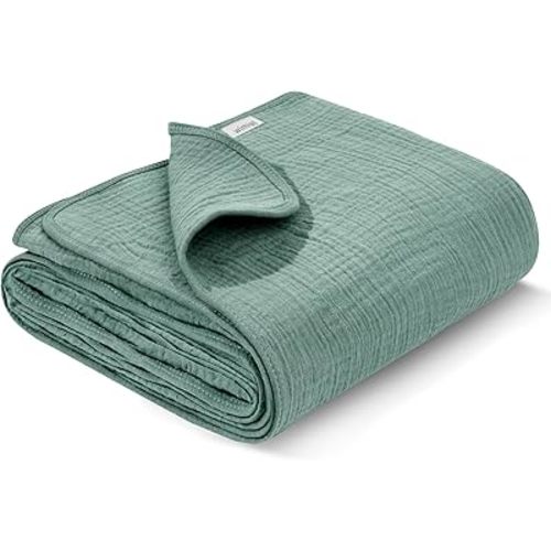Muslin Swaddle Blankets, Swaddle Blanket for Baby Girls and Boys, Baby Receiving Blankets, Baby Essentials, Suitable for Neutral Newborns and Crib Essentials, Large 40 x 36 inches (Roman Green)