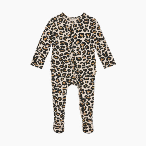 Posh Peanut Footie Ruffled Zippered One Piece - Lana Leopard, 0-3 Months