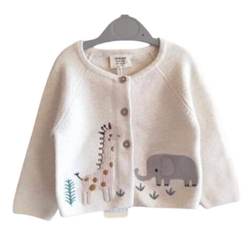 Organic Baby Sweater - Embroidered Animals