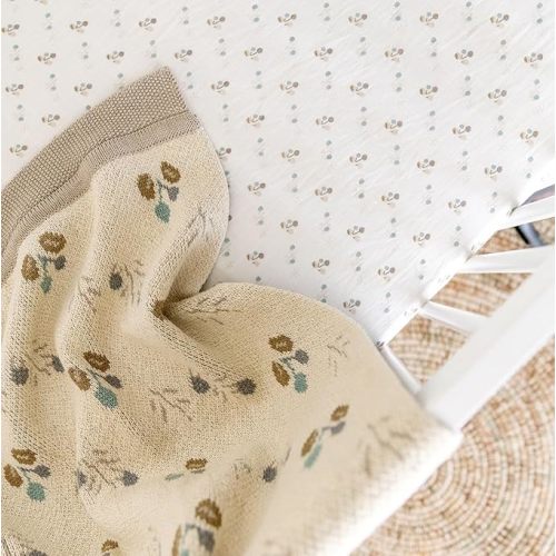 Crane Baby Blanket,100% Organic Baby Blanket, Poppy Pattern Knitted Baby Blanket, Baby Blankets for Boys & Girls, Soft Baby Blanket, Knit Baby Blanket, Stroller Blanket, Crib Blanket