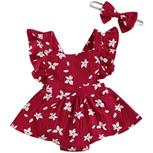 Baby Girls Floral Cotton Leotard Romper Newborn Daisy Playsuits Ruffled Sleeve Onesie Infant Jumpsuit Clothes Headband