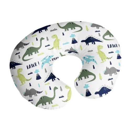 Sweet Jojo Designs Boy Support Nursing Pillow Cover (Pillow Not Included) Mod Dinosaur Blue Green and Grey