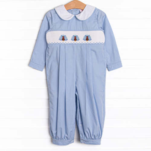 Gobble Gobble Smocked Boy Romper, Blue – Stitchy Fish