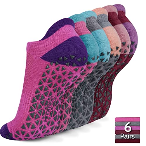 Non Slip Yoga Socks with Grips for Pilates, Ballet, Barre, Barefoot, Hospital Anti Skid Socks for Women and Men