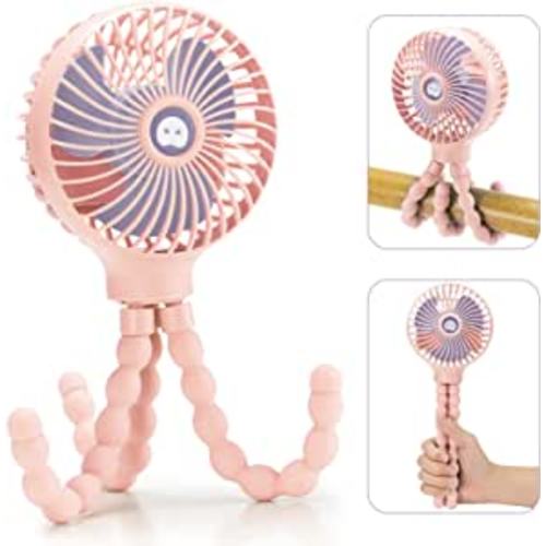 Amazon.com: snawowo Mini Handheld Personal Portable Fan, Baby Stroller Fan, Car Seat Fan, USB or Battery Powered, with Flexible Tripod Clip on Student Bed Desk Bike Crib Treadmill Camping Traveling(Pink) : Baby