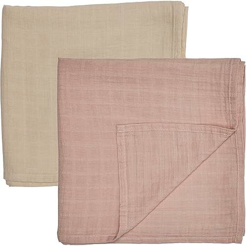 Swaddle Blanket - Organic Cotton - Swaddles for Newborns - Newborn Swaddle - Muslin Swaddle Blankets - 100% Cotton Blanket, 47" x 47" 2-Pack (Fog/Blush)
