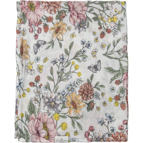Bamboo Cotton Muslin Swaddle Blanket, Secret Garden - Loulou Lollipop Sleep Sacks | Maisonette