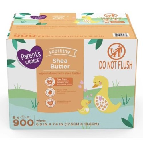 Parents Choice Shea Butter Baby Wipes, 900 Count, MMOMBY