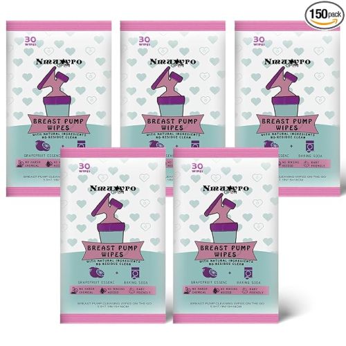 Breast Pump Wipes Quick Clean, Natural Pump Parts Cleaning On The Go, Resealable Manual Pacifier Wipe Breastfeeding Supplies, 30 Count (Pack of 5)