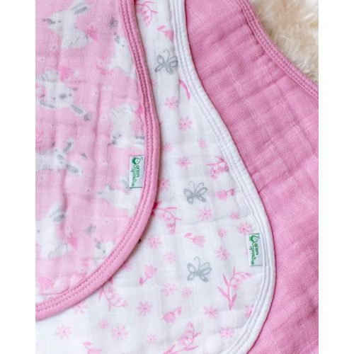 Green Sprouts Muslin Burp Cloths Made from Organic Cotton 4 Absorbent, Super Soft Layers Protect from Sniffles, Drips & Drools 100% Organic Cotton Muslin Machine Washable, Pink - Pink Bunny