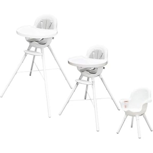 Boon GRUB Adjustable Baby High Chair - Convertible High Chair and Toddler Chair - High Chairs for Babies and Toddlers 6 Months to 6 Years - Dishwasher Safe - White