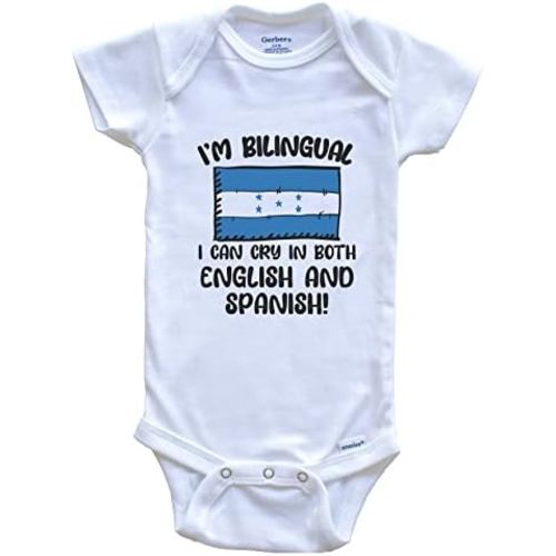 I'm Bilingual I Can Cry in Both English and Spanish Funny Honduran Flag Baby Bodysuit - Honduras